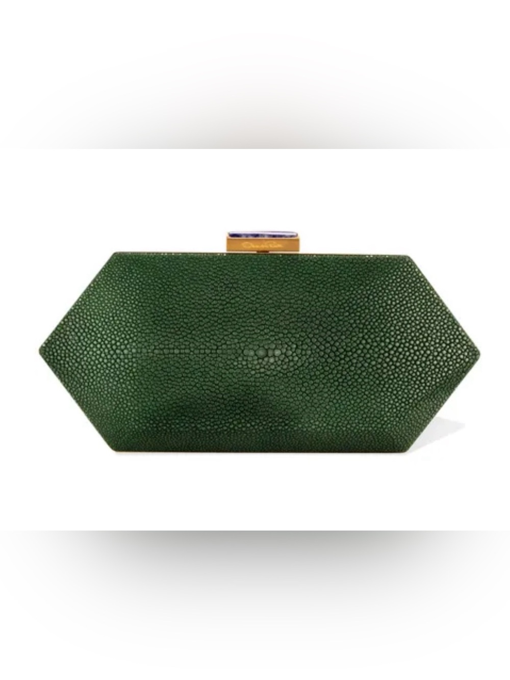 Oscar de la Renta Cara Vanity Clutch in Green Stingray